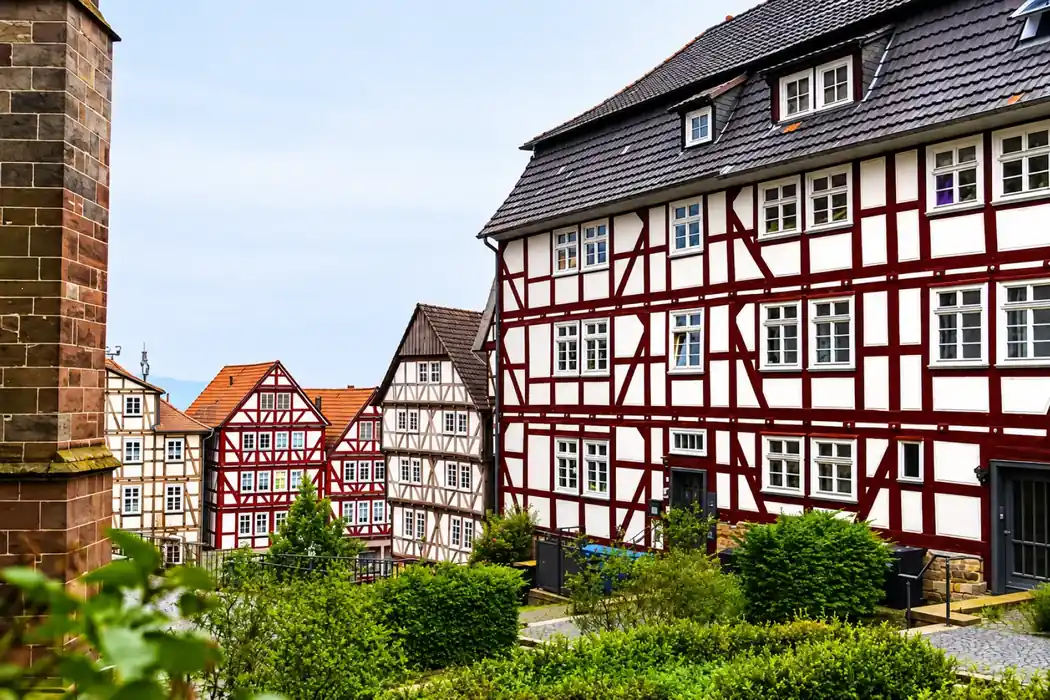 Historic half-timbered houses in Homberg old town